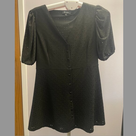 Black Short Sleeve Eyelet Dress - Picture 1 of 2